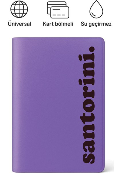 Pasaport Kılıfı Pasaportluk Desenli Pasaport Kabı Su Geçirmez Santorini