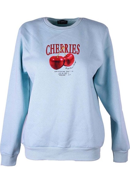 Cheryy Baskılı Açık Mavi Kadın Sweatshirt 26KL71S95004