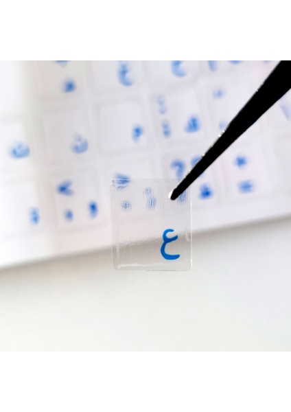 Şeffaf Arapça Klavye Sticker Seti Mavi Harf - Evrensel Laptop Bilgisayar Klavye Çıkartmaları - Pc Desktop Notebook MacBook Uyumlu - Arapçaklavye Etiketi - Mat Vinil Yapışkan Arap Alfabesi Tuş Sticker