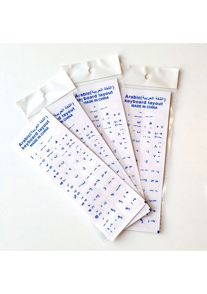 Şeffaf Arapça Klavye Sticker Seti Mavi Harf - Evrensel Laptop Bilgisayar Klavye Çıkartmaları - Pc Desktop Notebook MacBook Uyumlu - Arapçaklavye Etiketi - Mat Vinil Yapışkan Arap Alfabesi Tuş Sticker
