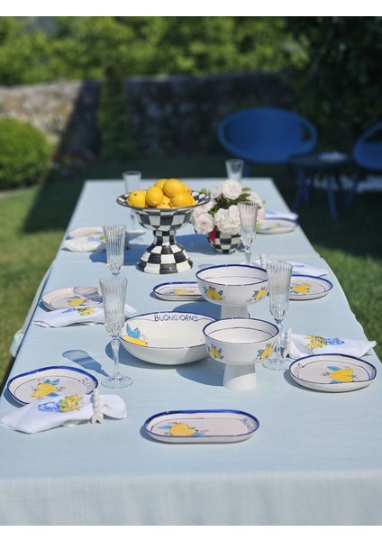 1 Adet El Yapımı El Boyaması 27CM Çapında Seramik Büyük Salata Kasesi - Limon Desenli \'\'buongiorno\'\' fırsatları