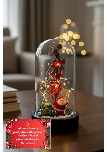 Yılbaşı Temalı Kokina Çiçekli Noel Baba Büyük Yılbaşı Süslü Peri LED Işıklı Fanus Kartanesi Kolye modelleri