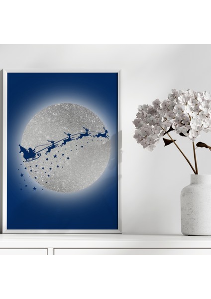 Yılbaşı Temalı Lacivert Gümüş 3'lü Tablo Seti, Yılbaşı Dekorasyon Ürünü, Yılbaşı Tablosu indirimleri