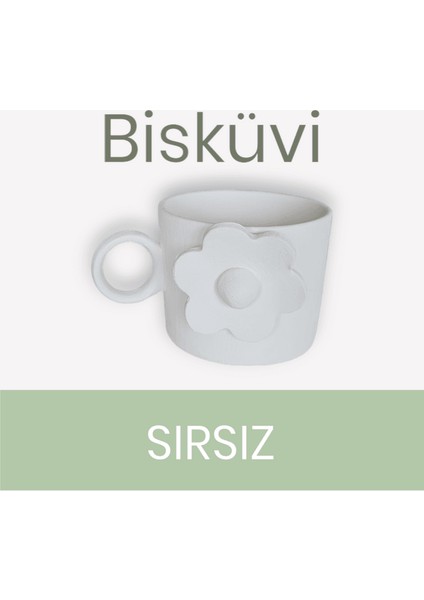 Seramik Bisküvi Çiçek D Figürlü Mug Kupa Fincan(Kopya)