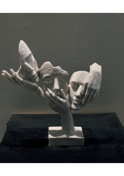 Soyut Yüzler ve Eller Heykeli – 30X33 cm Dekoratif Sanatsal Ev Aksesuarı modelleri
