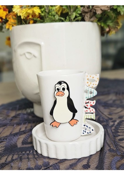 El Yapımı Penguen 1 Figürlü Isimli Fincan