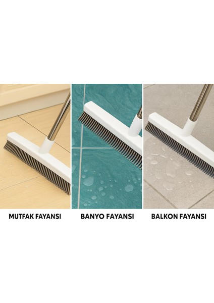 Silikon Yer Silme Fırçası – Çekpaslı Kauçuk Süpürge Ayarlanabilir Sap Yıkama Fırçası Kauçuk