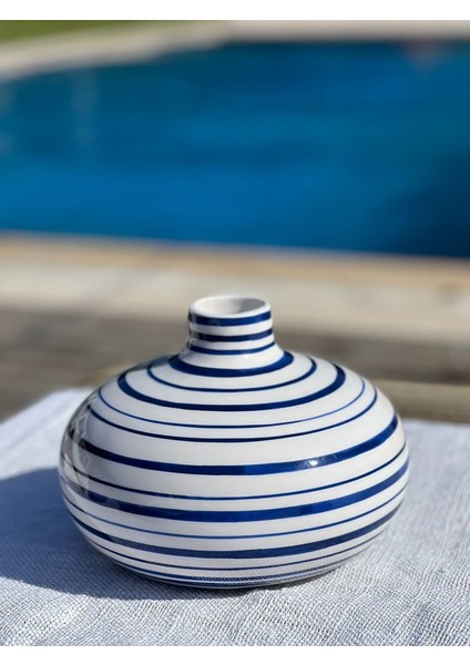 1 Adet 18CM Şişman Büyük Lacivert Line Art Vazo fiyatları