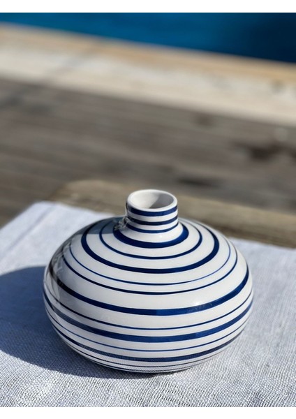 1 Adet 18CM Şişman Büyük Lacivert Line Art Vazo modelleri