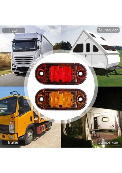 Amber Kırmızı 2 5 Inç Oval LED Römork Kamyonu Boşluk Işığı Yan Işaretleyici Işık 8 Adet Su Geçirmez Marker Göstergeleri Işık (Yurt Dışından) modelleri