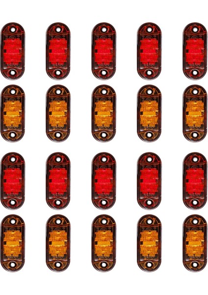 Amber Kırmızı 2 5 Inç Oval LED Römork Kamyonu Boşluk Işık Yan Işaretleyici Işık 20 Adet Su Geçirmez Işaret Göstergeleri Işık (Yurt Dışından)