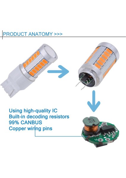 2pcs 7440 T20 LED Ampuller 900 Lümenler Dönüş Sinyalleri 2pcs ile Işık PY21W (Yurt Dışından) indirimleri