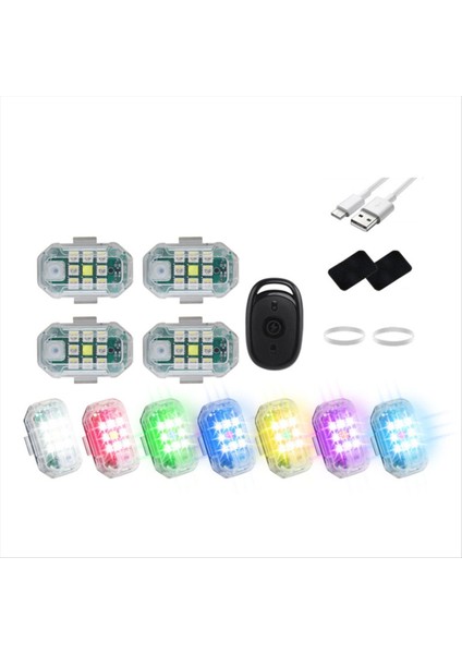 Strobe Light Motosiklet LED Flaş Flaş Anti-Collacion Uyarı Işık Araç Bisikleti Su Geçirmez Kablosuz Uzaktan Kumanda 4 Pc (Yurt Dışından)