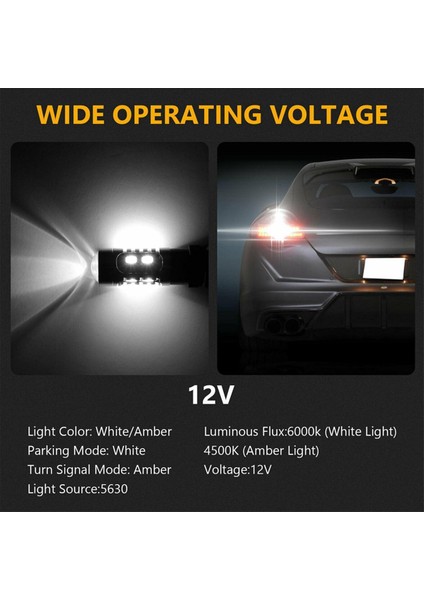 4x LED Işık Çift Renkli Ampul T25 3157 P27-7W 5630 20SMD Canbus Araş Fren Tersabi Lamba Dönüş Sinyali Beyaz Amber B (Yurt Dışından)