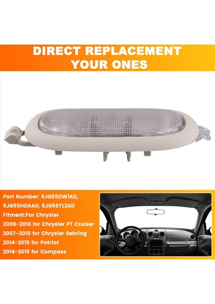 Araba Arka Kubbe Lambası Işığı 5JG55DW1AD 5JG55HDAAD 5JG58TL2AD Jeep Patriot Pusula Chrysler Sebring Okuma Harita Lambası (Yurt Dışından) indirimleri