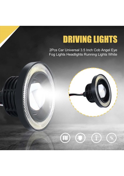 2pcs Araba Evrensel 3 5 Inç Cob Angel Göz Sisleri Farlar Çalışan Işıklar Beyaz (Yurt Dışından) fırsatları