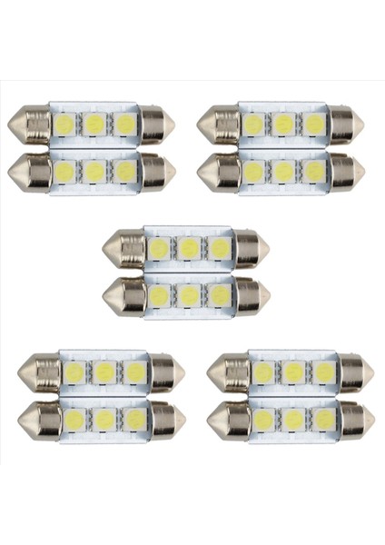 10X C5W 3 LED Smd 5050 36MM Xenon Beyaz Ampul Plaka Servis Festoons Dome Tavan Lambası Araba Işığı (Yurt Dışından)