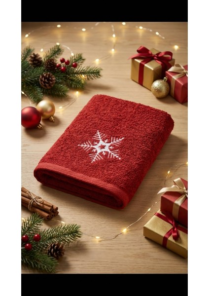 Kar Tanesi Nakışlı 50X90CM Yılbaşı Havlusu
