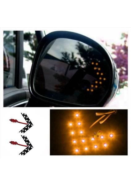 8pcs Universal 14 Smd Araba Yan Dikiz Bakış Ayna Turn Sinyal LED Işıklar Göz Kırpıcı Getirme Sarı Işık (Yurt Dışından) indirimleri