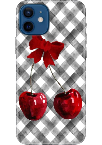 iPhone 12 Kılıf Desenli Baskılı Tpu Rubber Kapak Kiraz Masası