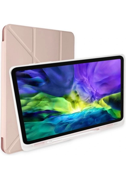Ipad 10.2 (8.nesil) Kılıf Kalemlikli Mars Tablet Kılıfı - Rose Gold
