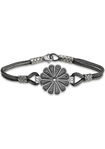 Gümüş Oksitli Papatya Kazaziye Bileklik