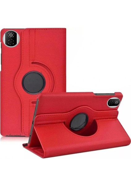 Huawei Honor Pad X7 360 Tablet Deri Kılıf - Kırmızı