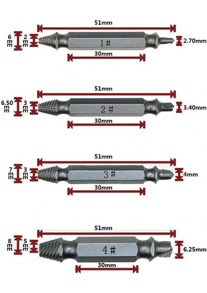 Hasar Görmüş Vida Çıkarıcı 4 Farklı Uç fırsatları