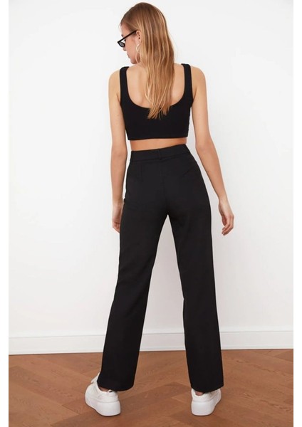 Kadın Yüksek Bel Nervurlu Ithal Krep Pantolon