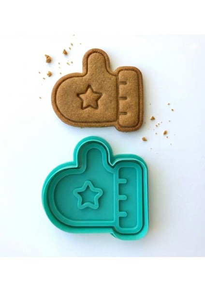 Yıldızlı Kış Eldiveni Kurabiye Kalıbı ve Damga Seti | Yılbaşı, Kış Temalı Parti | Şeker Hamuru, Kil Şekillendirici