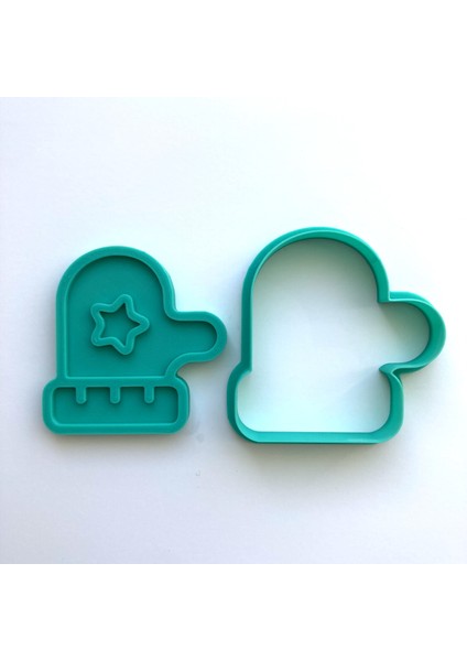 Yıldızlı Kış Eldiveni Kurabiye Kalıbı ve Damga Seti | Yılbaşı, Kış Temalı Parti | Şeker Hamuru, Kil Şekillendirici modelleri