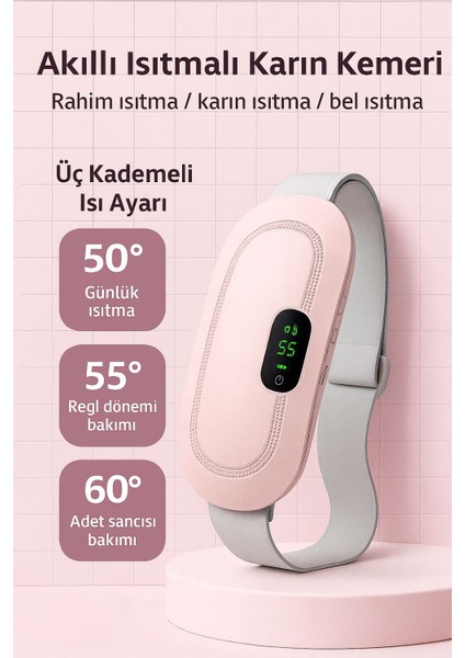 Isıtmalı Titreşimli Şarjlı Masaj Kemeri / Regl Kemeri / Bel ve Karın Masaj Aleti (Mor) modelleri