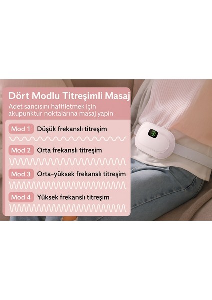 Isıtmalı Titreşimli Şarjlı Masaj Kemeri / Regl Kemeri / Bel ve Karın Masaj Aleti (Mor) fırsatları