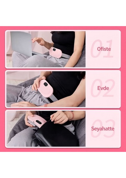 Isıtmalı Titreşimli Şarjlı Masaj Kemeri / Regl Kemeri / Bel ve Karın Masaj Aleti (Mor) indirimleri