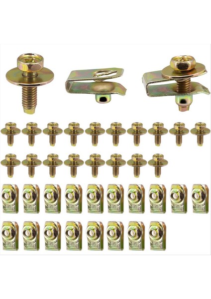 20X Gövde Cıvataları U-Fındık Klipsleri Kapak Altında Motor Alt Tabakalı Sıçrama Kalkan Koruyucusu Tampon Çamurları Astar Itme Bağlantı Elemanı (Yurt Dışından)