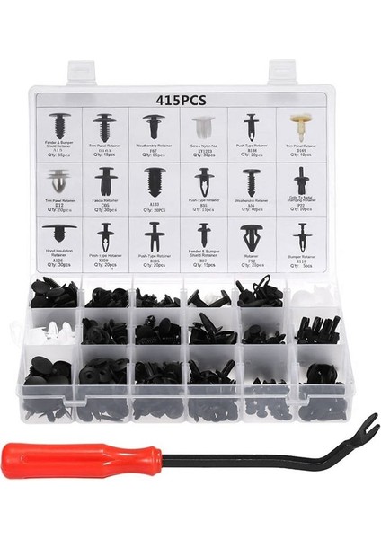 Plastik Bağlantı Elemanları Kiti Araba Tutucu Klipsler ve Plastik Bağlantı Elemanları Kiti Klipsli Otomatik Bağlantı Elemanı Klipsleri 415PCS (Yurt Dışından)