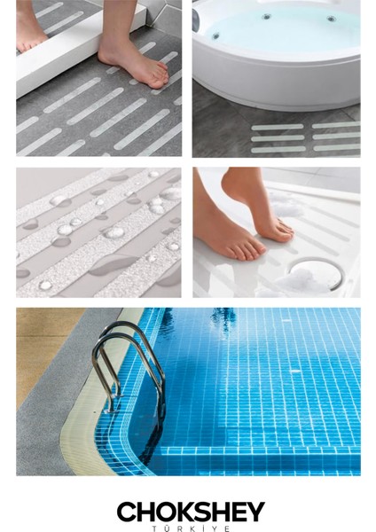 Şeffaf Kaydırmaz Bant Merdiven, Zemin, Banyo ve Havuz Kenarı Güvenlik Bandı 25MMX5MT - 3 Adet fiyatları