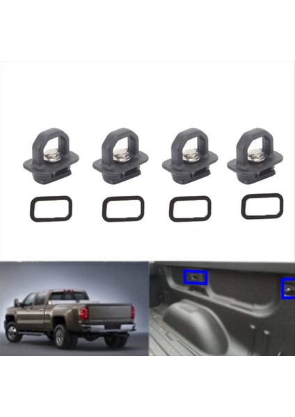 Siyah Kamyon Yatak Yan Duvar Ankrajları 4pcs Set Tie Downs Anchor Chevy Silverdo Pikap Çapa Kamyon Yatağı (Yurt Dışından)