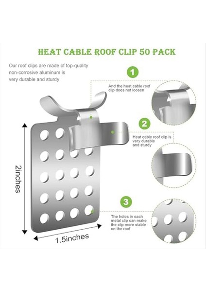 Çatı Buz Çözme Kablo Klipsleri 50 Paket Metal Klips Isı Kablosu Çatı Klipsi Alüminyum Çatı Klipsleri Bozulma Kablo Klipsleri (Yurt Dışından) fırsatları
