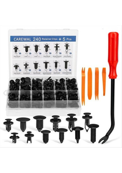 240 Pcs Tampon Klips Araç Klipsleri Plastik Perçinli 16 En Boyut ve 5 Düzeltici Kaldırıcılar Bağlantı Menzili Itme Tutucu Kiti (Yurt Dışından)