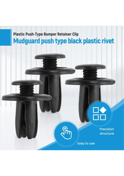 100 Adet Araba Çamurluk Itme Tipi Siyah Plastik Perçin Bağlantı Elemanı 6mm Delik (Yurt Dışından) fırsatları
