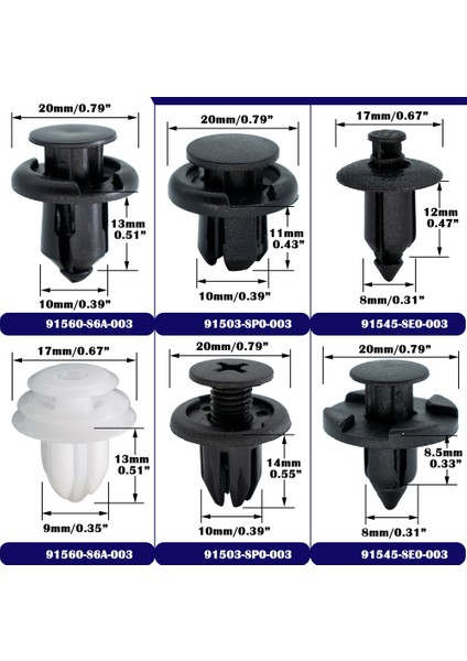 180 Push Pin Perçinleri Araba Kapı Kaplama Paneli Klipsleri Tampon Izgara Çamur Fleps Bağlantı Elemanı Tutucu Kiti Honda Civic Accord Cr-V (Yurt Dışından) fiyatları