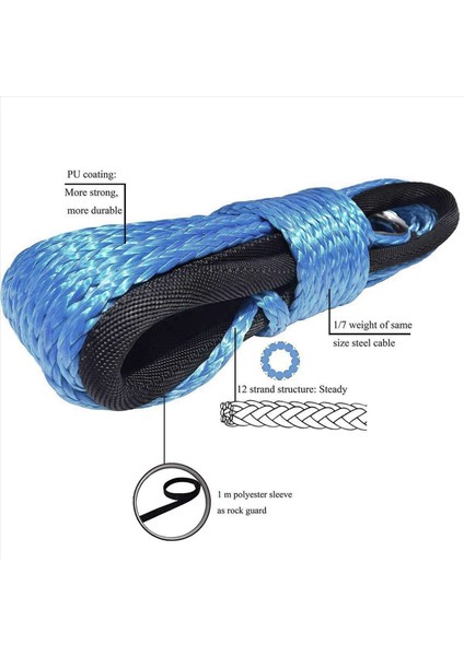 4x 7700LBS Elektrik Vinç Halat Naylon Halat Mukavemetli Halat 6MMX15M Araba Römork Halat Römork Kemeri (Yurt Dışından) modelleri