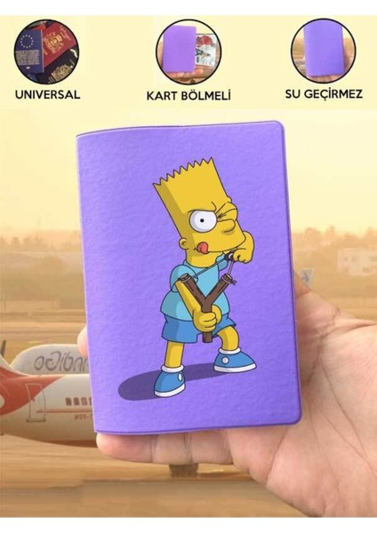Tüm Ülke Pasaportlarına Uyumlu Simpson! Mor Vinleks Pasaport Kılıfı Kabı indirimleri