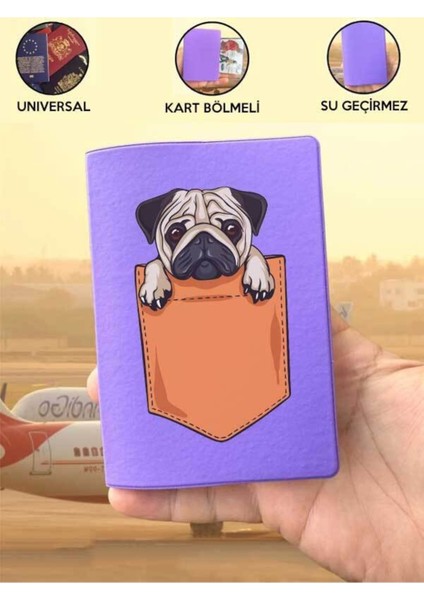 Tüm Ülke Pasaportlarına Uyumlu Cep Pug Mor Vinleks Pasaport Kılıfı Kabı indirimleri