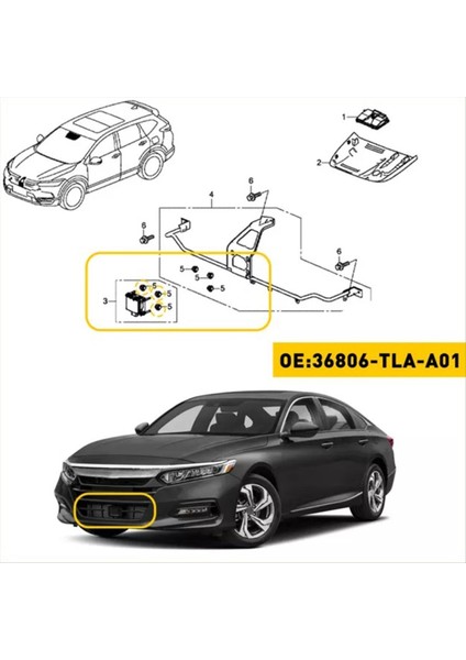 6 Pcs Acc Radar Hizalama Montaj Klipsleri Honda Civic Accord Cr-V Iç Aksesuarları 36806-TLA-A01 (Yurt Dışından) fiyatları