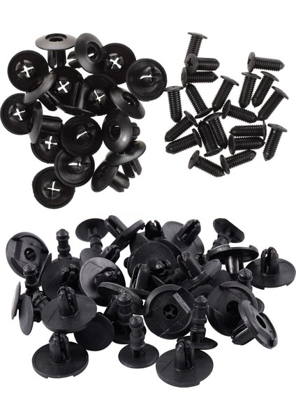 40 Pcs Tampon Klips 20 Pcs 8mm Panel Klipsleri Plastik Perçin Siyah ve 20 Pcs Çamurluk Kilit Itme Vidalı Pin Klipsleri (Yurt Dışından)