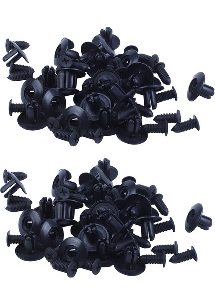 50 Adet Plastik Itme Tamponlu Çamurluk Kapı Perçinleri Klips 8mm Delik Siyah (Yurt Dışından)