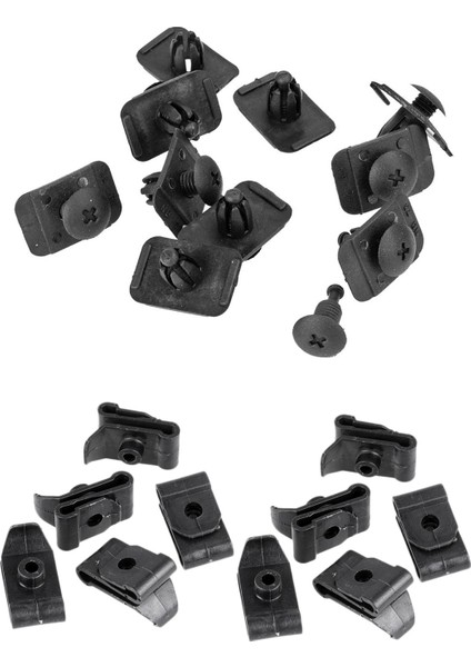 10PCS Çamurluk Astar Somun Bağlantı Elemanı Itme Klipsleri ve 10PCS Çamurluk Astar Bağlantı Elemanı Perçin Push Klipsleri Siyah (Yurt Dışından)