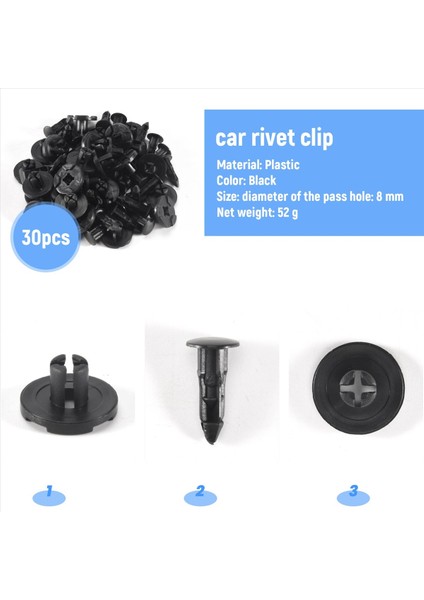 30 Adet Plastik Parçalar 8 mm Kara Delik Tampon Perçin Klipsi Kapanma (Yurt Dışından) fırsatları